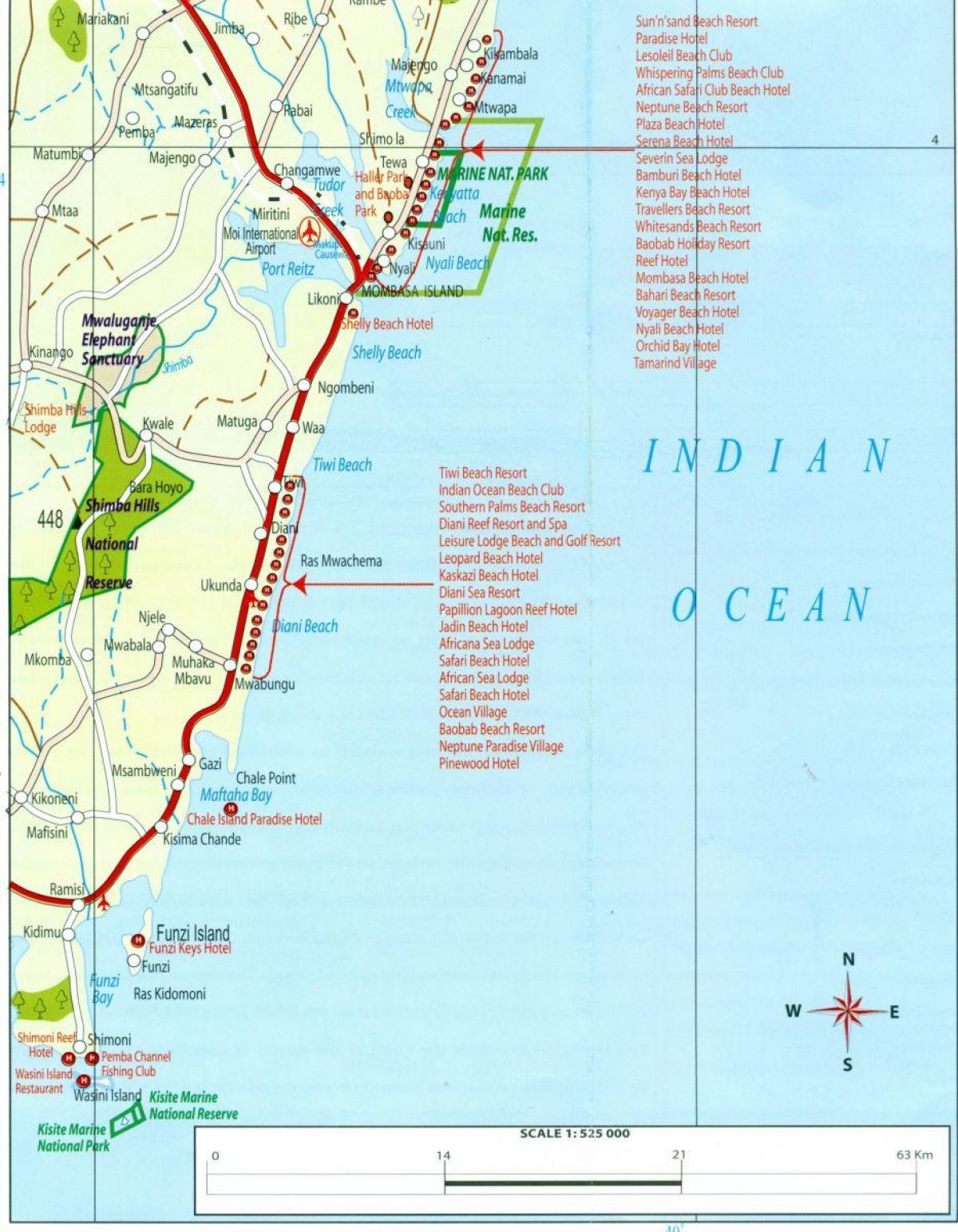 քարտեզ ափին Քենիայում 