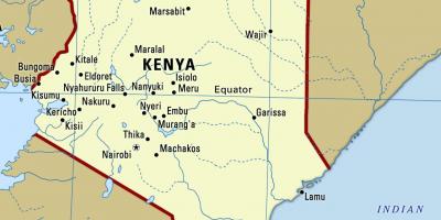Քարտեզ Քենիայում քաղաքների հետ