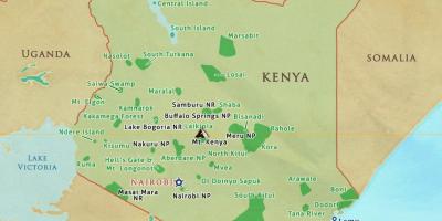 Քարտեզ Քենիայի ազգային պարկեր և արգելոցներ