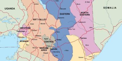 Քարտեզ քաղաքական քարտեզը Քենիայում