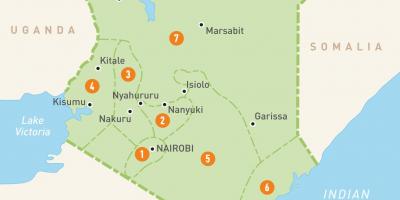 Քարտեզ Քենիայում ցույց է տալիս նահանգներում