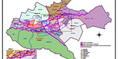 Ընտրատարածքների սահմանները Քենիայում քարտեզի վրա